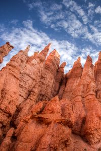 Preview wallpaper rocks, canyon, sky, clouds, nature, bottom view