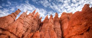 Preview wallpaper rocks, canyon, sky, clouds, nature, bottom view