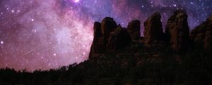 Preview wallpaper rocks, canyon, starry sky, night, dark