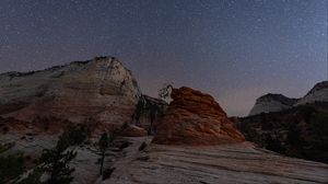 Preview wallpaper rocks, canyon, stars, night, landscape