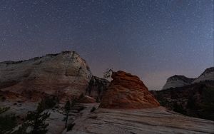 Preview wallpaper rocks, canyon, stars, night, landscape