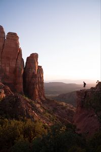 Preview wallpaper rocks, canyon, trees, man, alone