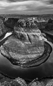 Preview wallpaper rocks, canyon, water, black and white, nature