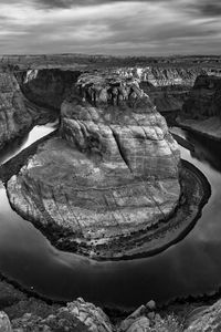 Preview wallpaper rocks, canyon, water, black and white, nature