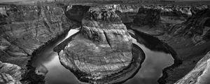 Preview wallpaper rocks, canyon, water, black and white, nature
