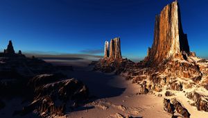 Preview wallpaper rocks, canyons, desert, peaks, shadows, sand