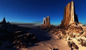 Preview wallpaper rocks, canyons, desert, peaks, shadows, sand