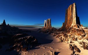 Preview wallpaper rocks, canyons, desert, peaks, shadows, sand