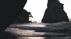 Preview wallpaper rocks, cave, coast, sea