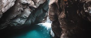 Preview wallpaper rocks, cave, gorge, body of water, water, nature