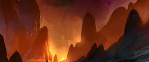 Preview wallpaper rocks, cave, stones, silhouette, glow, art