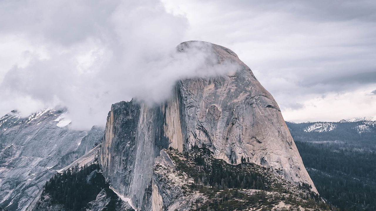 Wallpaper rocks, cliff, fog, slope