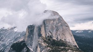 Preview wallpaper rocks, cliff, fog, slope