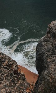 Preview wallpaper rocks, cliff, sea, beach, waves