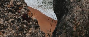 Preview wallpaper rocks, cliff, sea, beach, waves