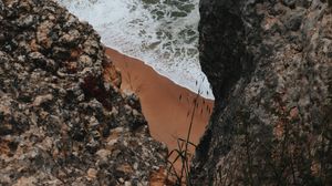 Preview wallpaper rocks, cliff, sea, beach, waves