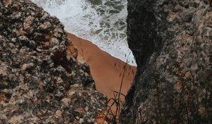 Preview wallpaper rocks, cliff, sea, beach, waves