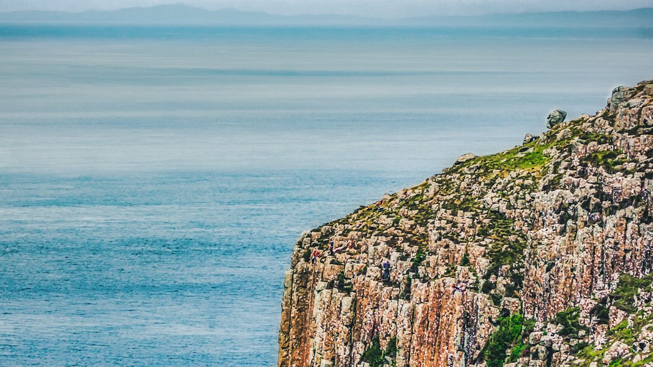 Wallpaper rocks, cliff, sea, horizon, sky
