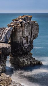 Preview wallpaper rocks, cliff, sea, landscape, horizon