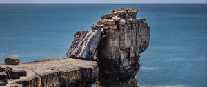 Preview wallpaper rocks, cliff, sea, landscape, horizon