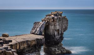 Preview wallpaper rocks, cliff, sea, landscape, horizon