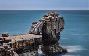Preview wallpaper rocks, cliff, sea, landscape, horizon