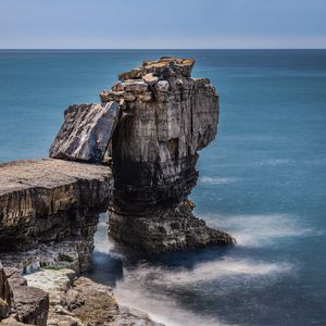 Preview wallpaper rocks, cliff, sea, landscape, horizon