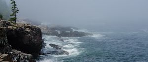 Preview wallpaper rocks, cliff, surf, foam