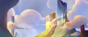 Preview wallpaper rocks, clouds, landscape, art