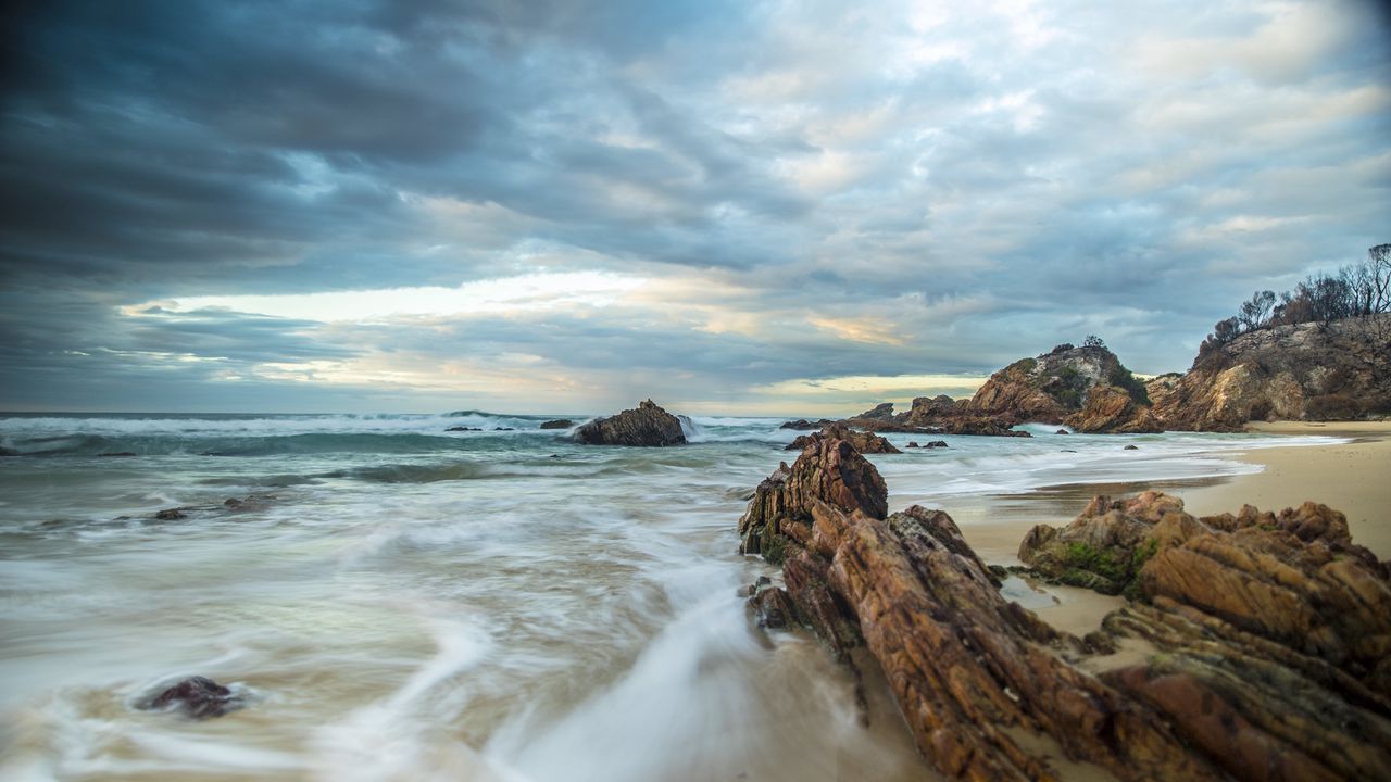 Wallpaper rocks, coast, beach, sea, sky