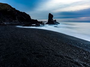 Preview wallpaper rocks, coast, pebbles, sea