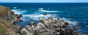 Preview wallpaper rocks, coast, sea, water, nature, horizon