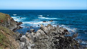 Preview wallpaper rocks, coast, sea, water, nature, horizon