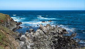 Preview wallpaper rocks, coast, sea, water, nature, horizon