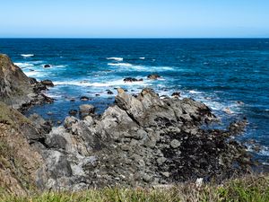 Preview wallpaper rocks, coast, sea, water, nature, horizon