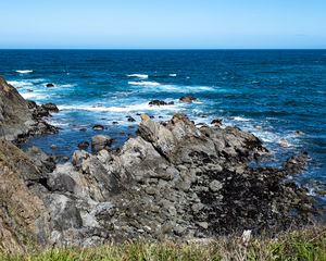 Preview wallpaper rocks, coast, sea, water, nature, horizon