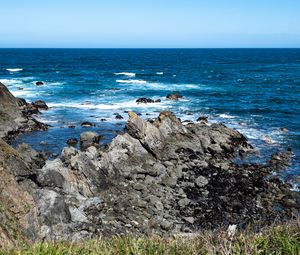 Preview wallpaper rocks, coast, sea, water, nature, horizon