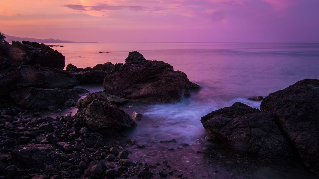 Wallpaper rocks, coast, sea, sunset, sky