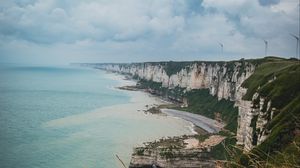 Preview wallpaper rocks, coast, sea, landscape, aerial view