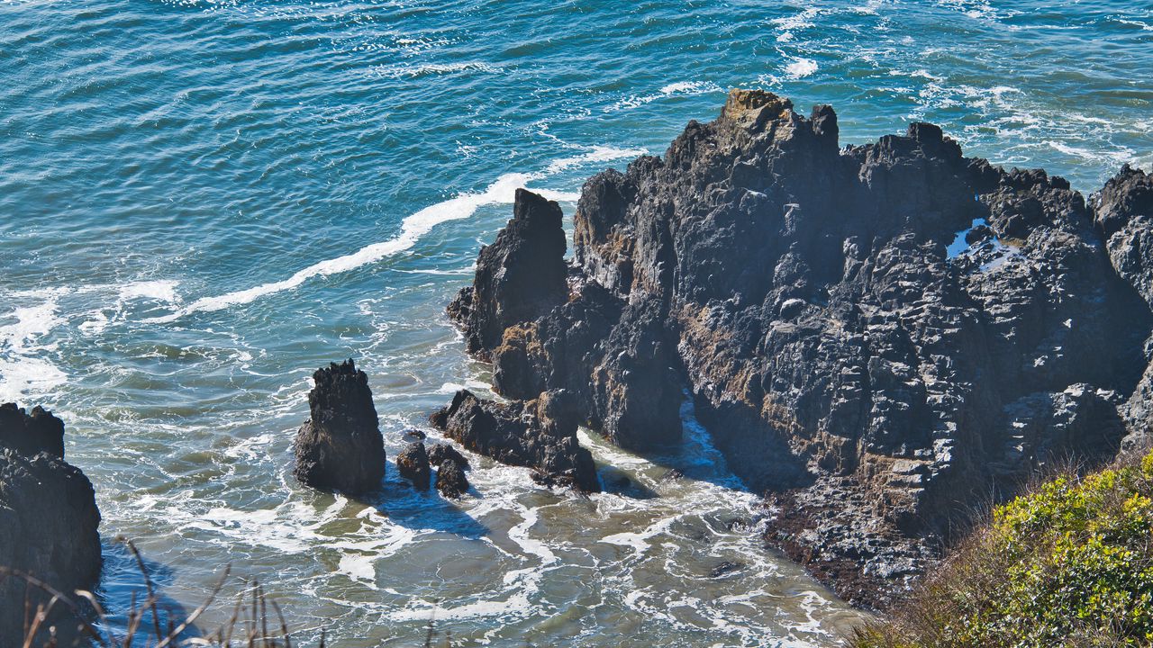 Wallpaper rocks, coast, sea, waves, nature