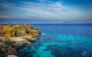 Preview wallpaper rocks, coast, sea, horizon, nature