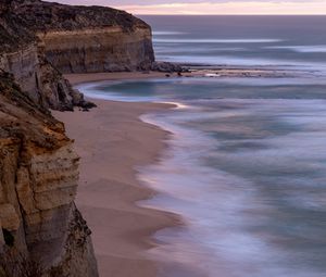 Preview wallpaper rocks, coast, surf, waves, sand