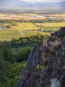 Preview wallpaper rocks, distance, trees, mountains