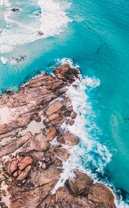 Preview wallpaper rocks, foam, splash, sea, coast