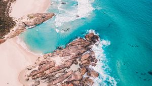 Preview wallpaper rocks, foam, splash, sea, coast
