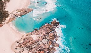 Preview wallpaper rocks, foam, splash, sea, coast