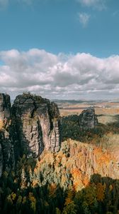 Preview wallpaper rocks, forest, aerial view, hills, relief, landscape