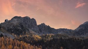 Preview wallpaper rocks, forest, trees, sunset