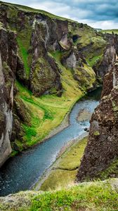 Preview wallpaper rocks, gorge, cliff, river, nature