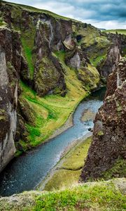 Preview wallpaper rocks, gorge, cliff, river, nature